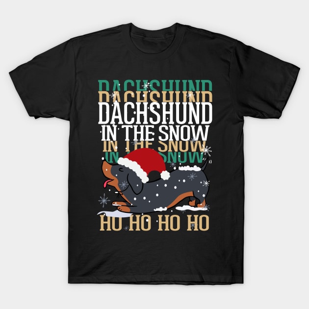 Dachshund in the snow Ho Ho Ho Ho T-Shirt by alcoshirts